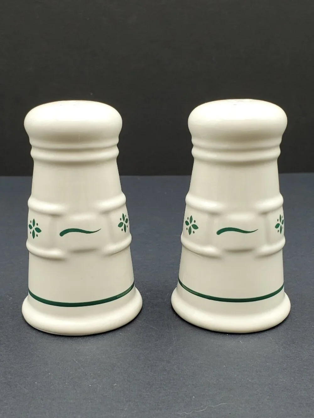 Longaberger Woven Traditions Heritage Green Salt & Pepper Shakers